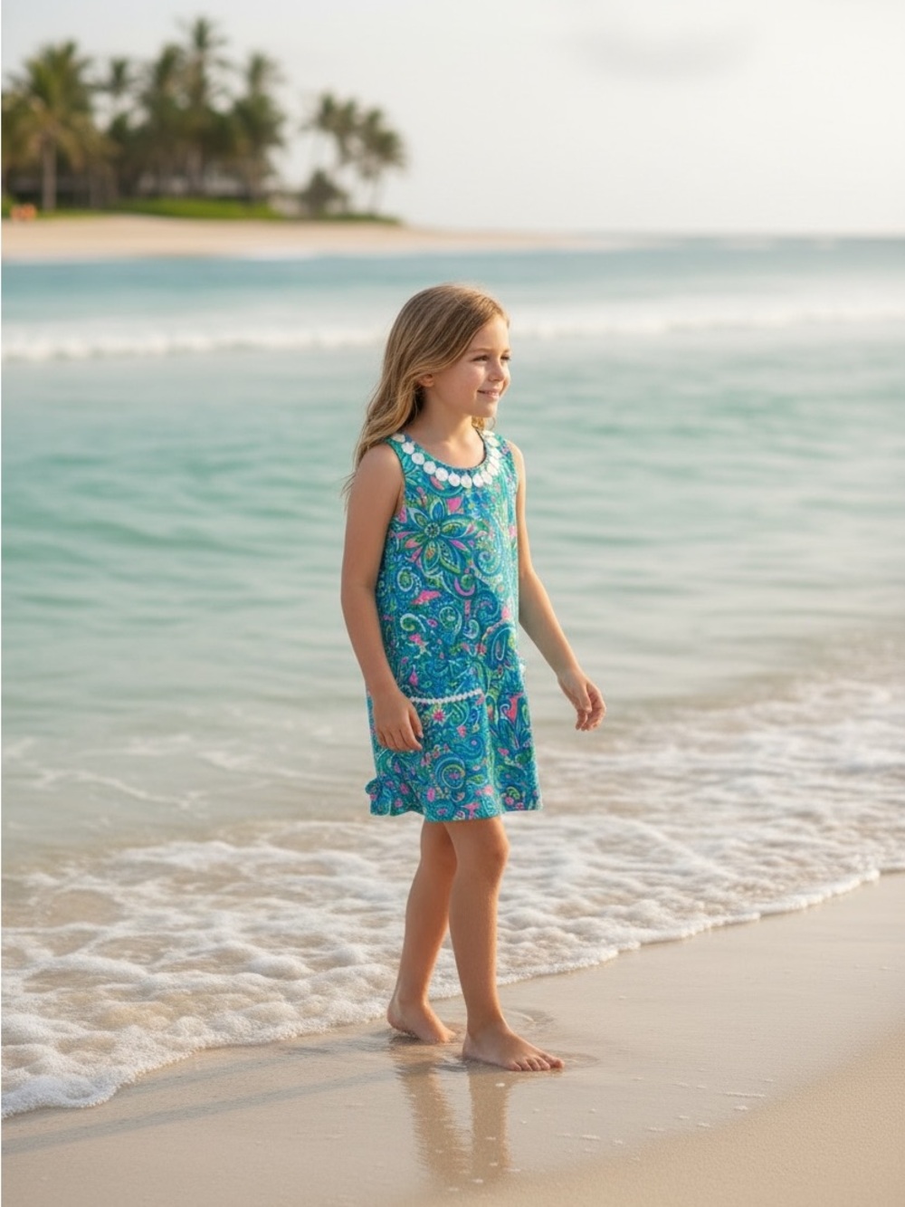 Lilly Pulitzer Girls L 8-10 Knit Shift Dress Breeze Blue Hey Gull Friend Pockets